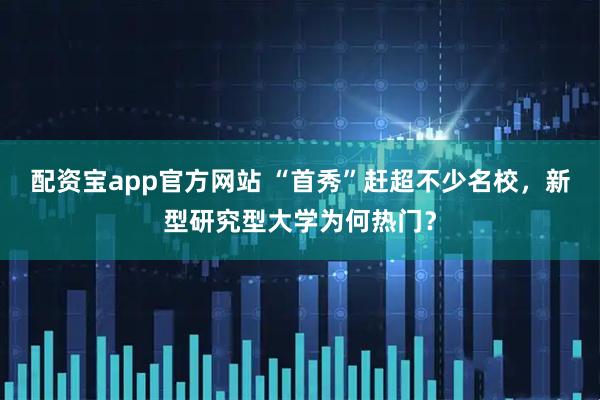 配资宝app官方网站 “首秀”赶超不少名校，新型研究型大学为何热门？