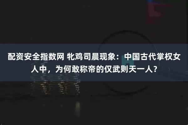 配资安全指数网 牝鸡司晨现象：中国古代掌权女人中，为何敢称帝的仅武则天一人？